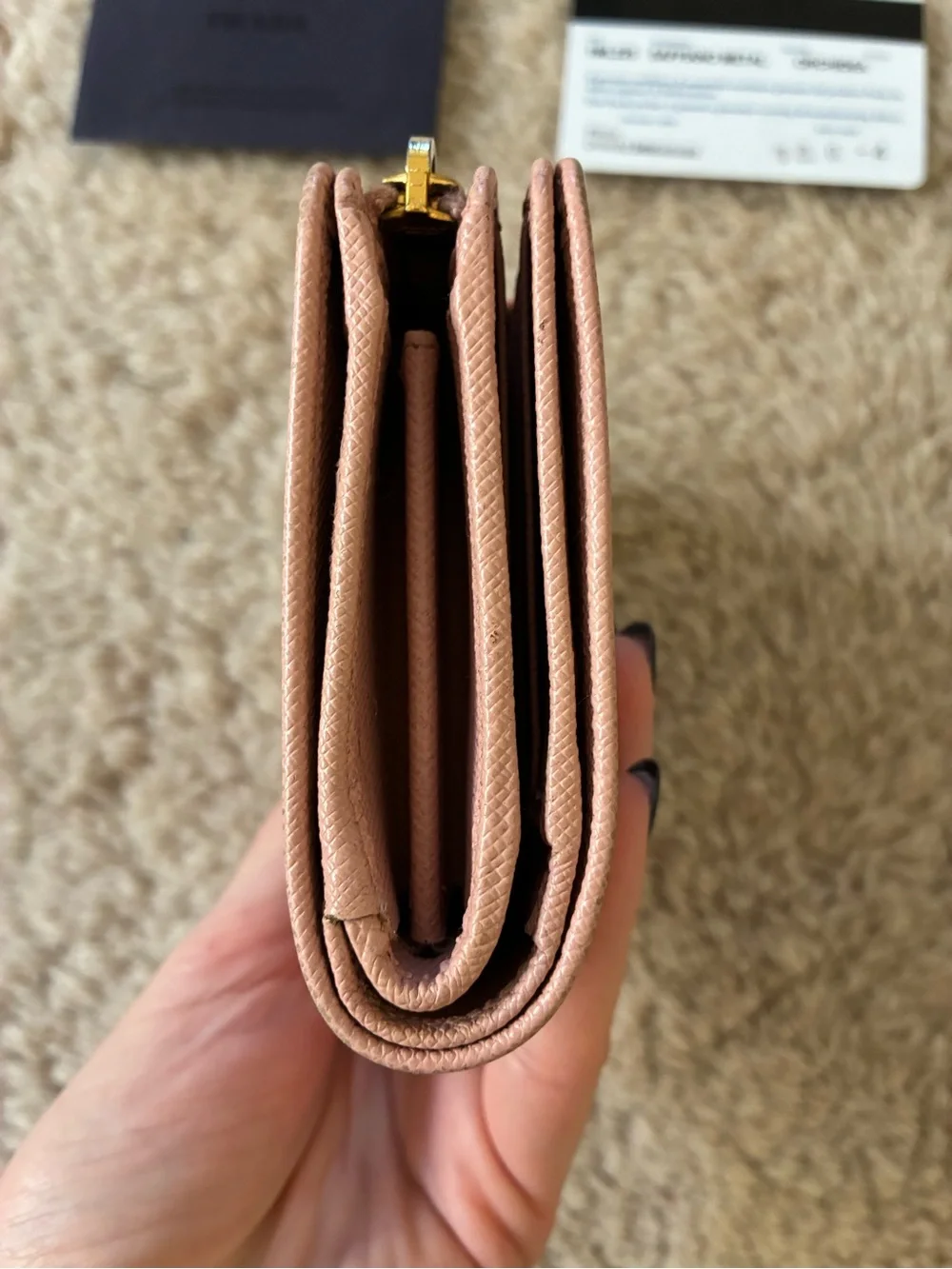 Prada pink saffiano leather wallet